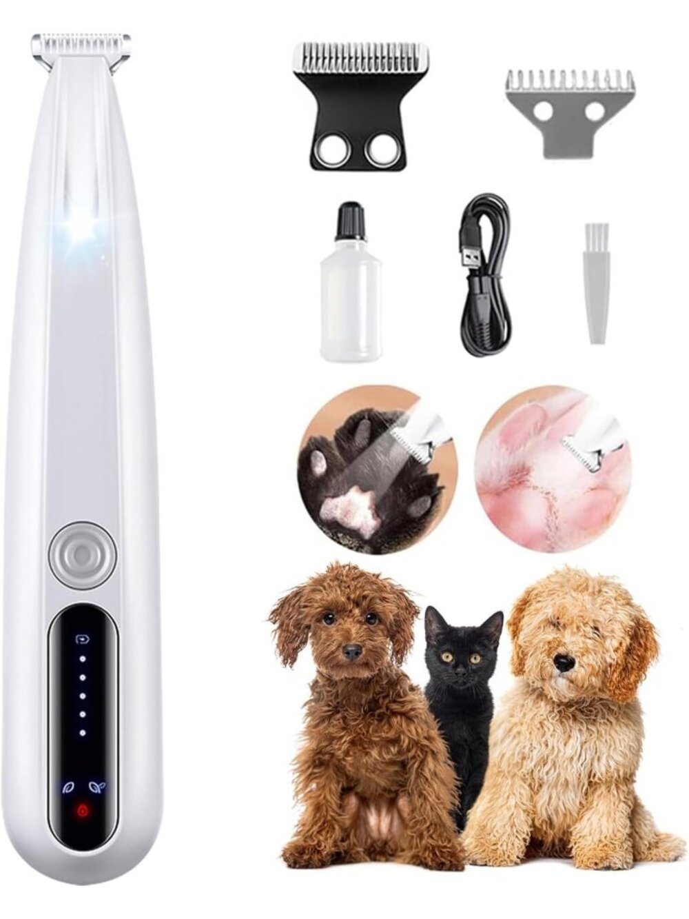 2026 Pet Precision Trimmer for Dogs - LED Light, Ultra Quiet Paw Grooming Tool